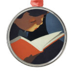 Vintage Child Reading a Book, Back to School Time! Christmas Ornament