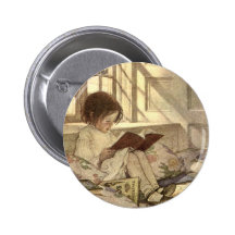 Vintage Child Reading a Book, Jessie Willcox Smith Pin