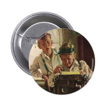 Vintage Children Boy Newspaper Journalists, Writer Pin