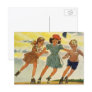 Vintage Children, Boys and Girls Roller Skating