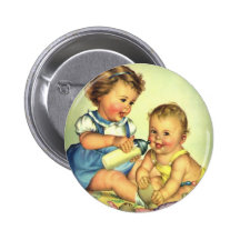 Vintage Children, Cute Happy Toddlers Smile Bottle Buttons