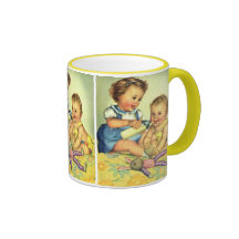 Vintage Children, Cute Happy Toddlers Smile Bottle Coffee Mug