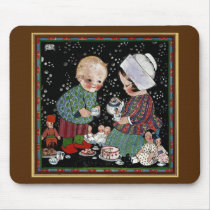 Vintage Children Having a Tea Party with Dolls Mousepad