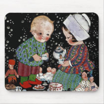 Vintage Children Having a Tea Party with Dolls Mouse Pad