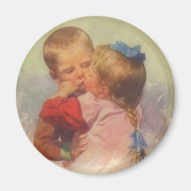 Vintage Children Kissing Art, Karl Feiertag 1910 Magnets
