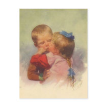 Vintage Children Kissing Art, Karl Feiertag 1910 Postcards