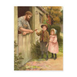 Vintage Children On Social Visit Postcard
