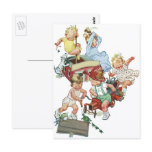 Vintage Children Playing with Fire Trucks postcards