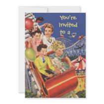 Vintage Children Roller Coaster Fun Birthday Party