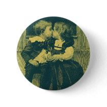 Vintage Children Sharing an Innocent Kiss Button