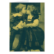 Vintage Children Sharing an Innocent Kiss Card