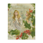 Vintage Christmas Angels with Wreath Post Card