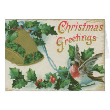Vintage Christmas Bells and Bird Card