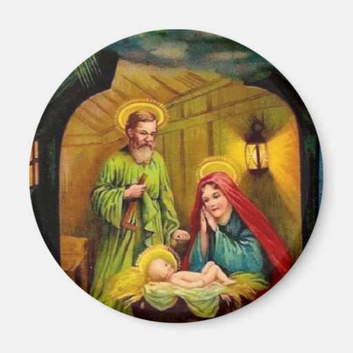 Vintage Christmas Birth of Jesus Refrigerator Magnets