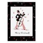 Vintage Christmas Card Cello Musician
