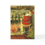 Vintage Christmas Card - Santa, Stockings