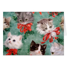 Vintage Christmas Cats Card