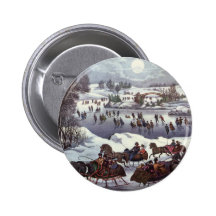 Vintage Christmas, Central Park in Winter Pin