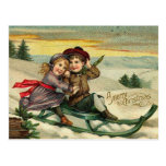 Vintage Christmas - Children Winter Scene Postcards