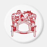 Vintage Christmas Clip Art Santa in Automobile Magnet