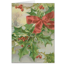 Vintage Christmas Day Snow & Holly Greeting Cards