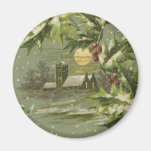 Vintage Christmas Eve Night Fridge Magnets