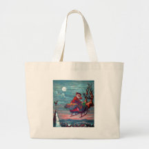 Vintage Christmas Eve Santa and Reindeer Bags