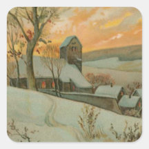 Vintage Christmas Farm with Deer Stickers