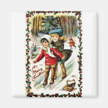 Vintage Christmas Fridge Magnet