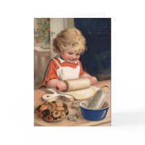 Vintage Christmas - Girl Baking Cookies