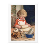 Vintage Christmas - Girl Baking Cookies postcards
