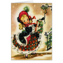 Vintage Christmas Girl Greeting Cards
