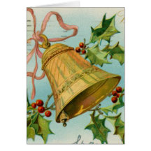 Vintage Christmas Gold Bells Greeting Cards