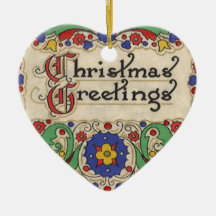 Vintage Christmas Greetings with Decorative Border Ornaments