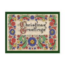 Vintage Christmas Greetings with Decorative Border