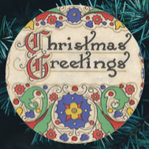 Vintage Christmas Greetings with Decorative Border