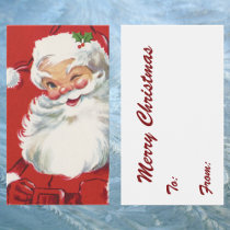 Vintage Christmas, Jolly Santa Claus Winking Business Card Template