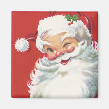Vintage Christmas, Jolly Santa Claus Winking Magnet