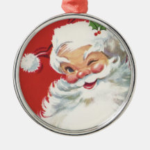 Vintage Christmas, Jolly Santa Claus Winking Christmas Ornaments