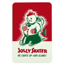 Vintage Christmas Jolly Skater Magnet