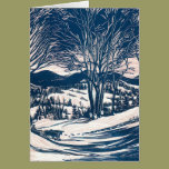 Vintage Christmas Landscape, Snow Trees Mountains cards