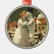 Vintage Christmas Mrs. & Mrs Snowman Christmas Tree Ornaments