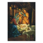 Vintage Christmas Nativity, Baby Jesus in Manger Greeting Cards