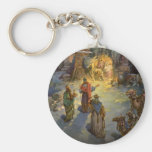Vintage Christmas, Nativity, Visiting Magi Manger Key Chains