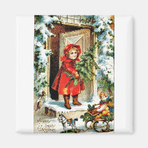 Vintage Christmas Refrigerator Magnet