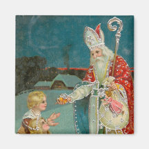 Vintage Christmas Saint Nicholas Refrigerator Magnet