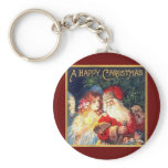 Vintage Christmas Santa and Angel Keychain