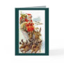 Vintage Christmas Santa and Reindeer Sleigh Card