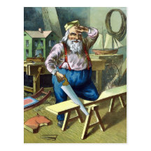 Vintage Christmas, Santa Claus Building Toys Postcard