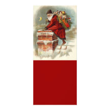 Vintage Christmas Santa Claus Down Chimney Personalized Invite